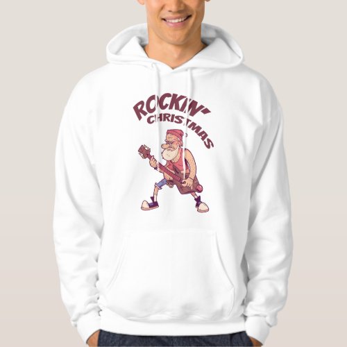 Rockin Christmas Santa rocking with Guitar Invita Hoodie