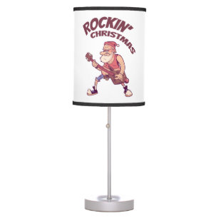 Rockin Christmas, Santa rocking with Guitar Invita Table Lamp