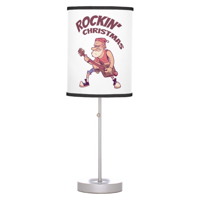 Rockin Christmas, Santa rocking with Guitar Invita Table Lamp (Front)