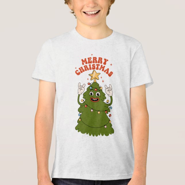 Rockin' Christmas Tree - A Festive Holiday Jam Tri-Blend Shirt (Front)