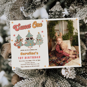 Rockin' Christmas Tree Hippie Birthday Photo Invitation