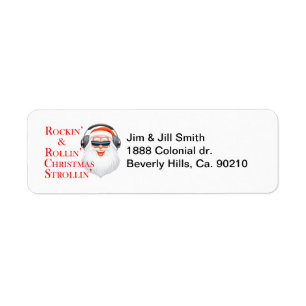 Rockin' Cool Santa Claus With Headphones Label