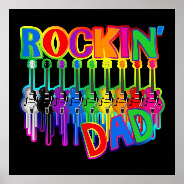 Rockin' Dad Bleeding Guitars Poster Print (Front)