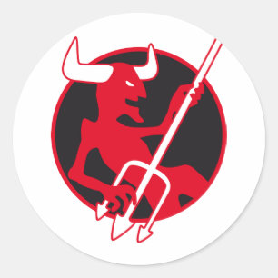 Rockin Devil weiß Classic Round Sticker