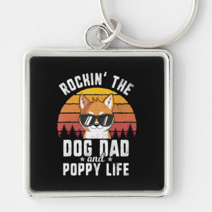 Rockin dog dad and puppy life shiba inu gift keychain