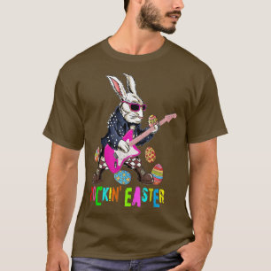 Rockin Easter Cool Bunny Playing Guitar Easter Day T-Shirt