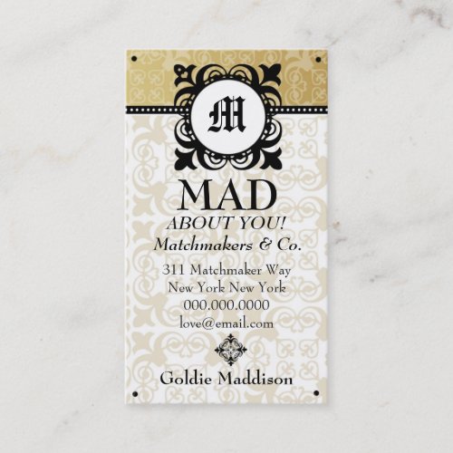 ROCKIN' GOLDEN MONOGRAM MADNESS BUSINESS CARD TEMPLATES