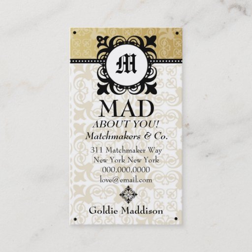 Customizable ROCKIN' GOLDEN MONOGRAM MADNESS BUSINESS CARD TEMPLATES