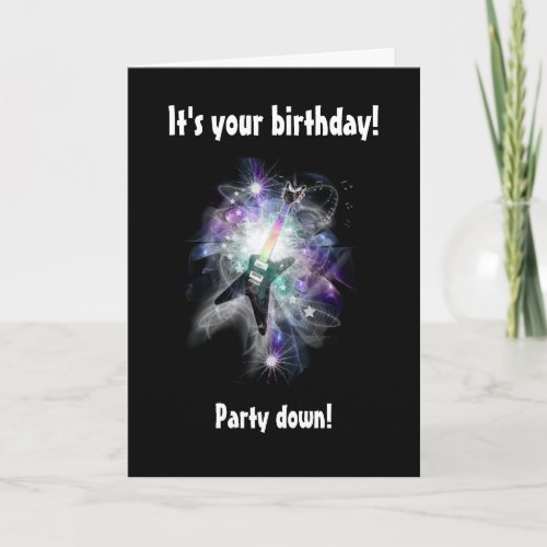 Rockin Good Year  Electric Guitar Birthday Card