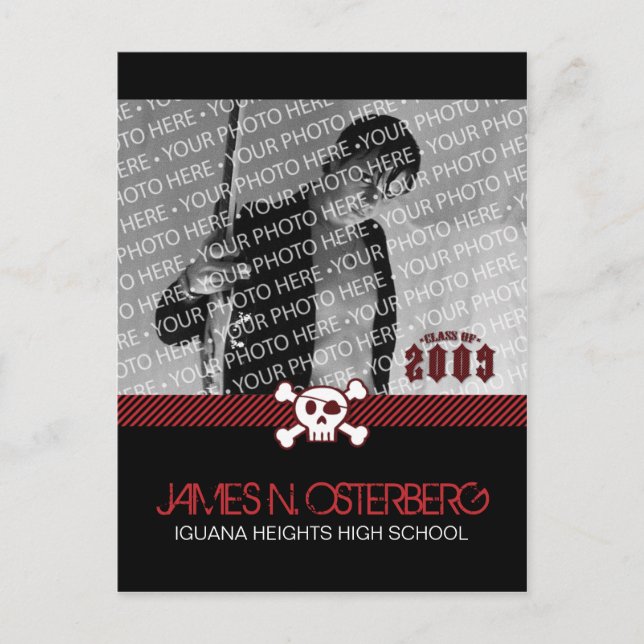 Rockin' Graduation Party Invitation Postcard (Front)