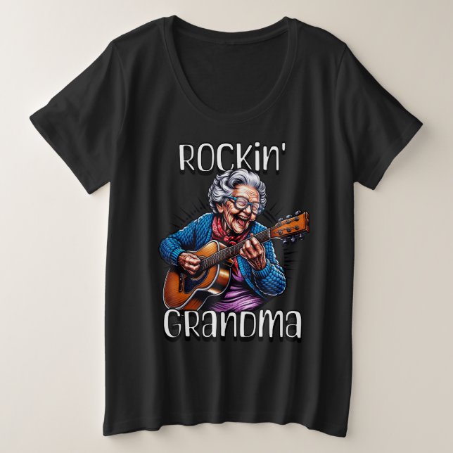 Rockin' Grandma Funny Comic  Plus Size T-Shirt (Design Front)