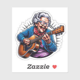 Rockin' Grandma Funny Comic Sticker