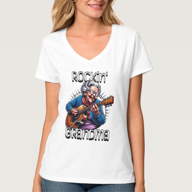 Rockin' Grandma Funny Comic  T-Shirt (Front)