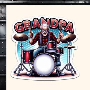 Rockin' Grandpa Playing Drums Sticker