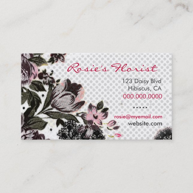 ROCKIN' GRUNGE FLOWER GARDEN BUSINESS CARD (Front)