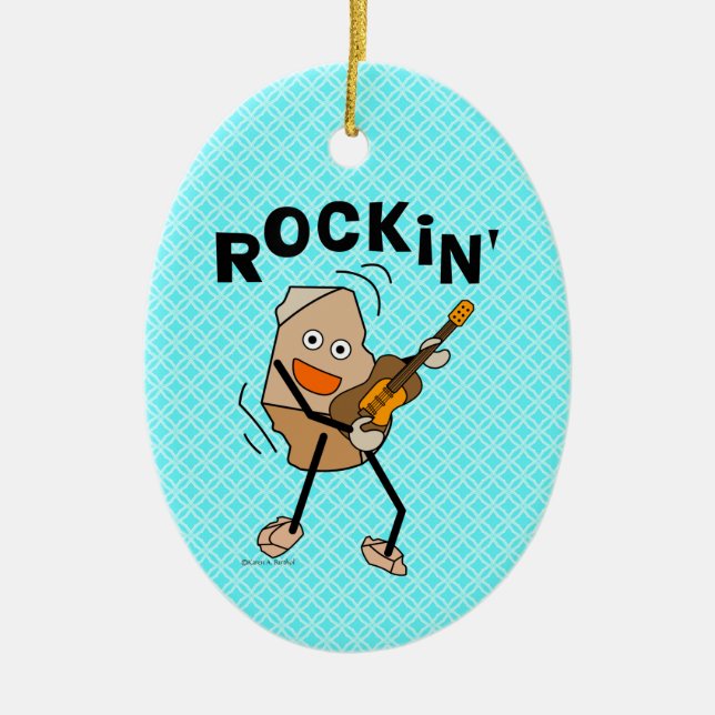 Rockin' Guitar Ceramic Ornament (Front)
