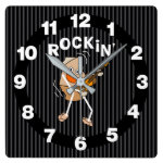 Rockin' Guitar Square Wall Clock