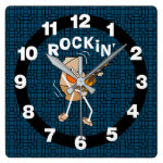 Rockin' Guitar Square Wall Clock