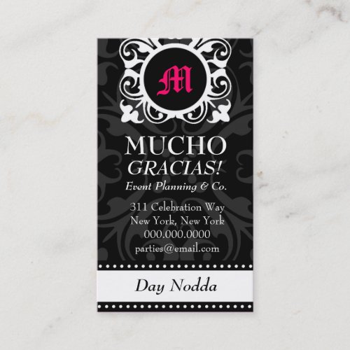 ROCKIN' MUCHO MONOGRAM BLACK BUSINESS CARD TEMPLATES