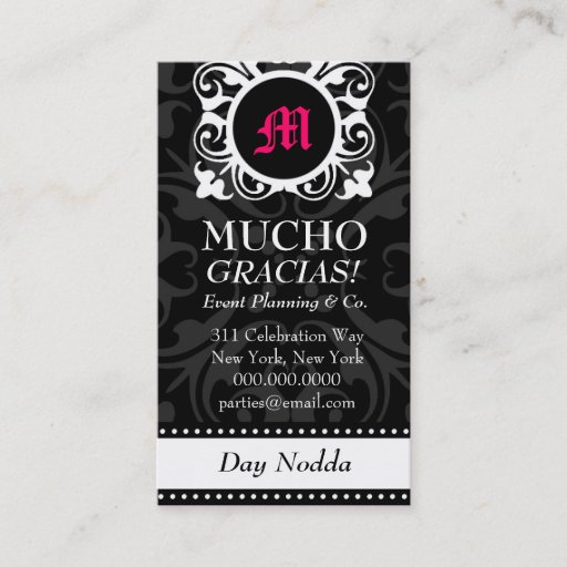 Customizable ROCKIN' MUCHO MONOGRAM BLACK BUSINESS CARD TEMPLATES