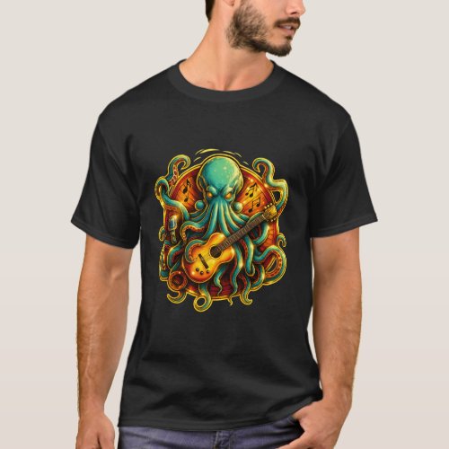 Rockin' Octopus Guitar T-Shirt – Psychedelic Sea M
