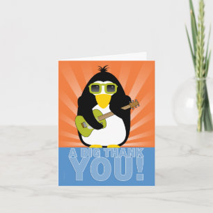 Rockin' Penguin with Guitar Thank You Card