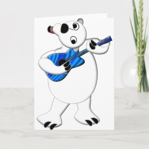 Rockin' Polar Bear with Guitar Holiday Card