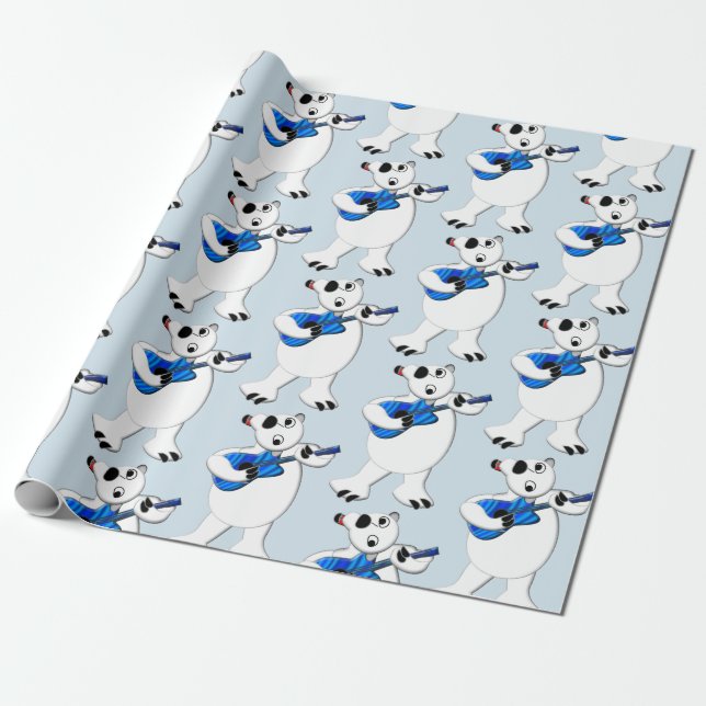 Rockin' Polar Bear Wrapping Paper (Unrolled)