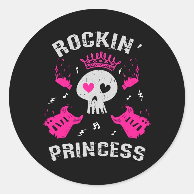 Rockin' Princess Classic Round Sticker (Front)