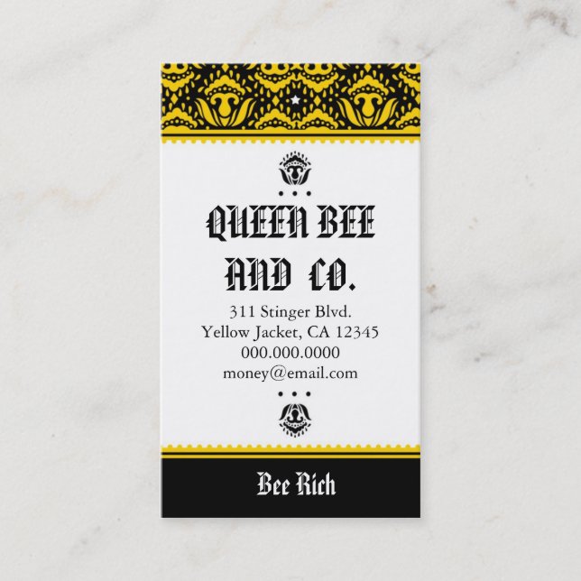 ROCKIN' *QUEEN BEE BUSINESS CARDS (Front)