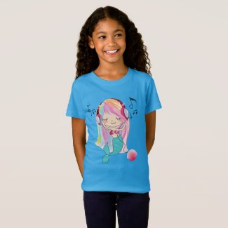 Rockin' Rainbow Hair Baby Mermaid Girl's T-Shirt