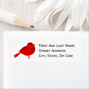 Rockin’ Robin, Cute Red Cardinal Nature Cartoon Label