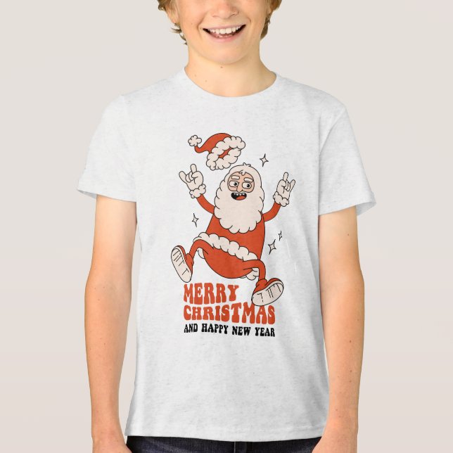 Rockin' Santa Claus - A Merry and Loud Christmas Tri-Blend Shirt (Front)