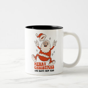 Rockin' Santa Claus - A Merry and Loud Christmas Two-Tone Coffee Mug