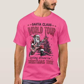 Rockin Santa Claus World Tour Christmas Tree Guita T-Shirt