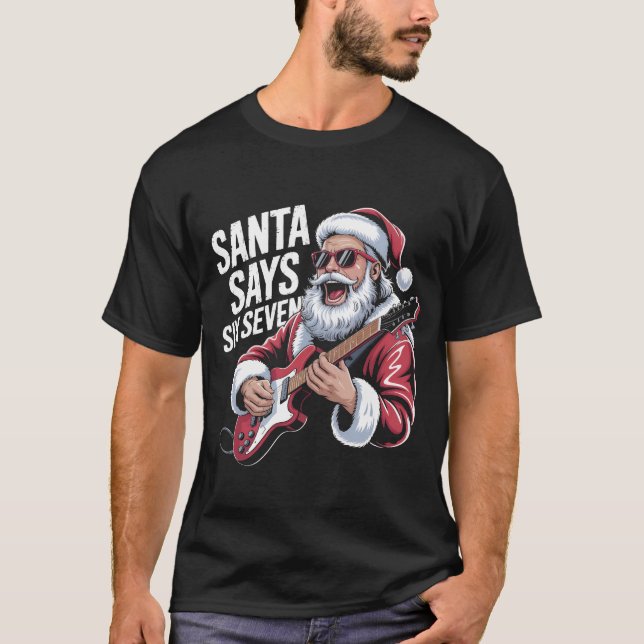 Rockin' Santa Says Six Seven Guitar Graphic Tee |  (Front)