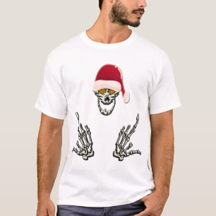 Rockin’ Santa Skull with Skeleton Hands T-Shirt