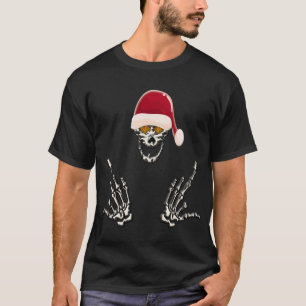 Rockin’ Santa Skull with Skeleton Hands T-Shirt