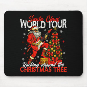 Rockin Santa World Tour Christmas Tree Guitar Men Mouse Pad