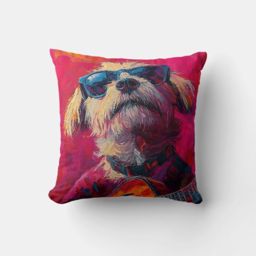 Rockin Shih Tzu Throw Pillow