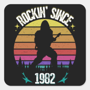 Rockin since 1982 Bigfoot Music Lover Square Sticker