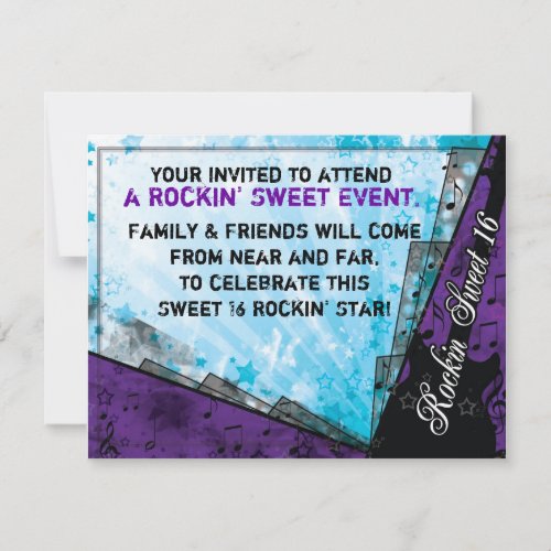 Rockin Sweet Sixteen Birthday Personalized Invite