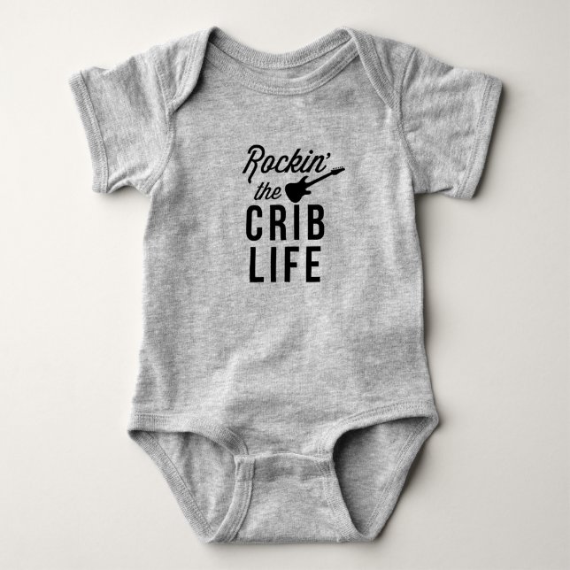 Rockin' the Crib Life Funny Music Baby T-shirt Baby Bodysuit (Front)