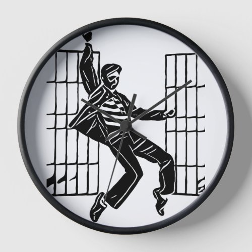 Rockin The jail house Man Dancing Abstract Art   C Clock