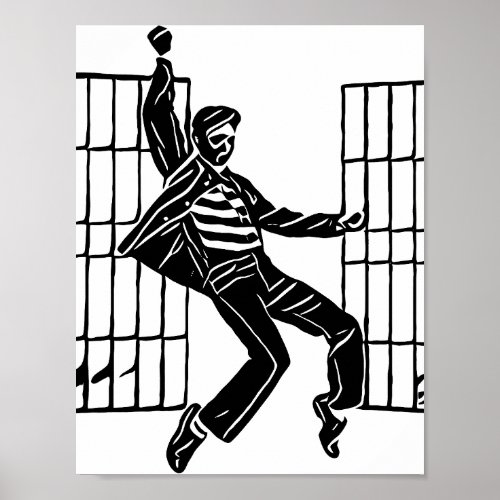 Rockin The jail house Man Dancing Abstract Art  Poster