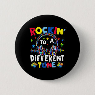 Rockin' To A Different Tune Autistic Autism Gamer Button