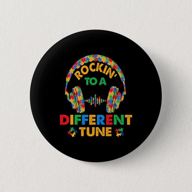 Rockin' To A Different Tune Autistic Awareness Kid Button (Front)