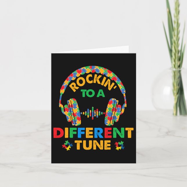 Rockin' To A Different Tune Autistic Awareness Kid Card (Front)