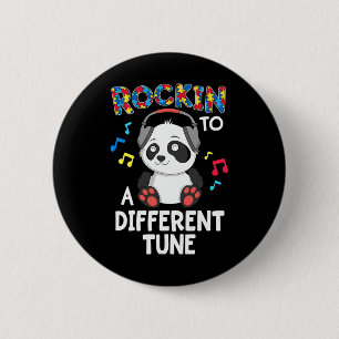 Rockin' To A Different Tune Panda Autism Awareness Button