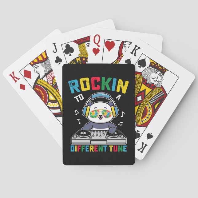 Rockin To A Different Tune Panda Autism Awareness Poker Cards (Back)